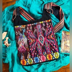 Vintage Tapestry Bag: Peacock Motif